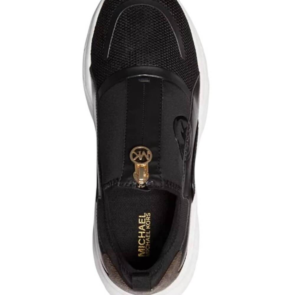 NEW MICHAEL KORS women's sami trainer wedge sneakers in black and brown - Picture 5 of 10